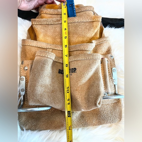 Bench Top Leather Tool Pouch with 6 pockets and Two Loops - Picture 2 of 12